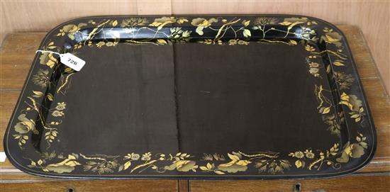 A Ryton & Walton of Wolverhampton papier mache tray, with gilt border, W.68cm